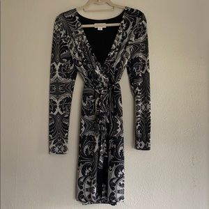 Faux Wrap with Fringe Tie Dress